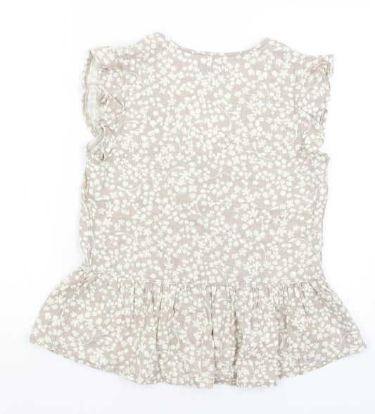 NEXT Womens Grey Floral Basic Button-Up Size 8