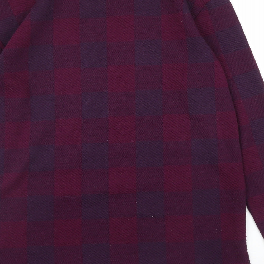 M&S Womens Purple Check Pullover Jumper Size 10