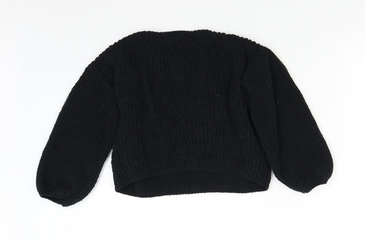H&M Girls Black Knit Pullover Jumper Size 7-8 Years