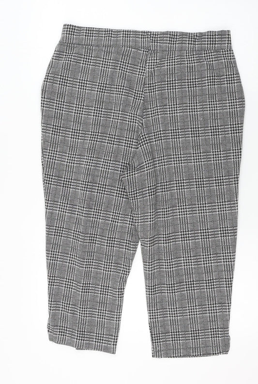 Image Womens Grey Check Cropped Trousers Size 32 in