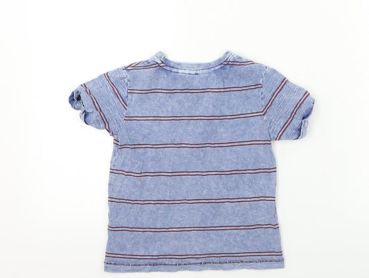 George Girls Grey Striped Basic T-Shirt Size 3-4 Years