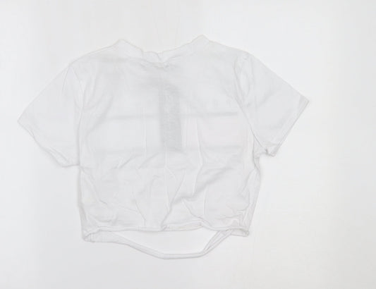 STYLEWISE Womens White Cropped T-Shirt Size S