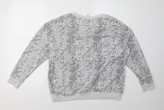 90 Degree Womens Grey Animal Print Pullover Sweatshirt Size M