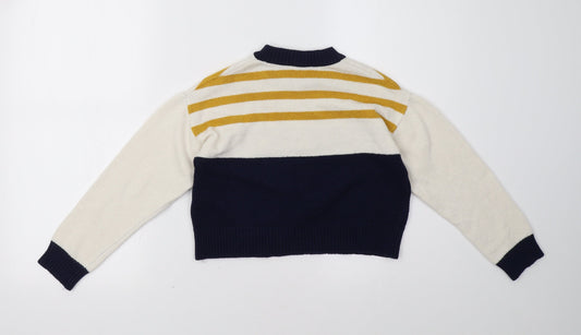 Matalan Girls Blue Striped Pullover Sweatshirt Size 11 Years