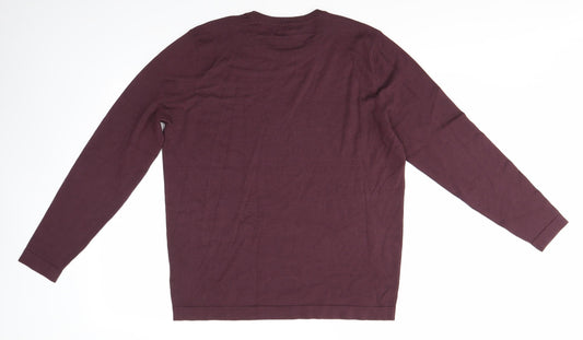 redherring Mens Purple Pullover Jumper Size L