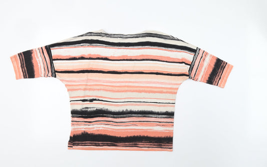 M&Co Womens Pink Striped Basic Blouse Size 16