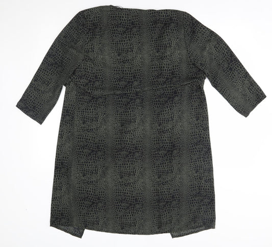 H&M Womens Green Animal Print Wrap Blouse Size 8