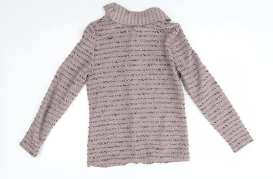 az Womens Pink Striped Cardigan Jumper One Size