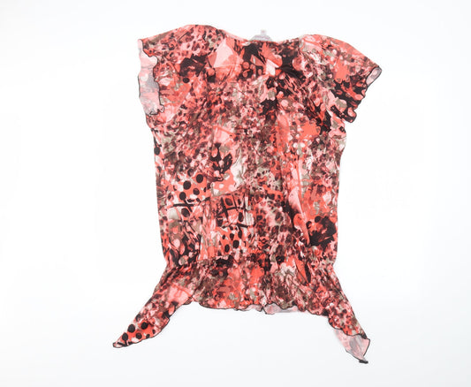 mimosa Womens Pink Floral Basic T-Shirt Size 16