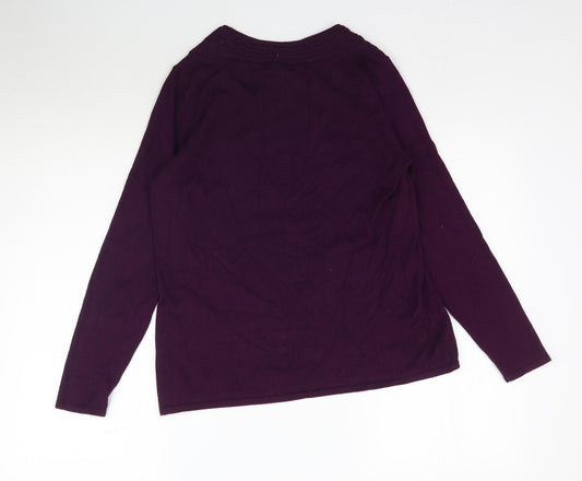 Bm Collection Womens Purple Knit Pullover Jumper Size S