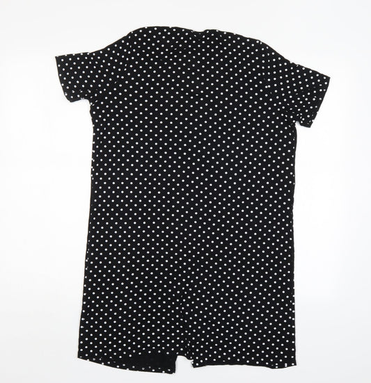 Boohoo Womens Black Polka Dot Shirt Dress Size 10
