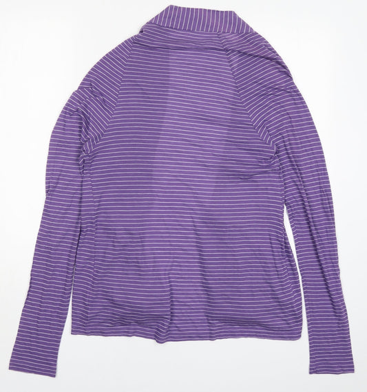Marks and Spencer Womens Purple Striped Cardigan Jumper Size 10