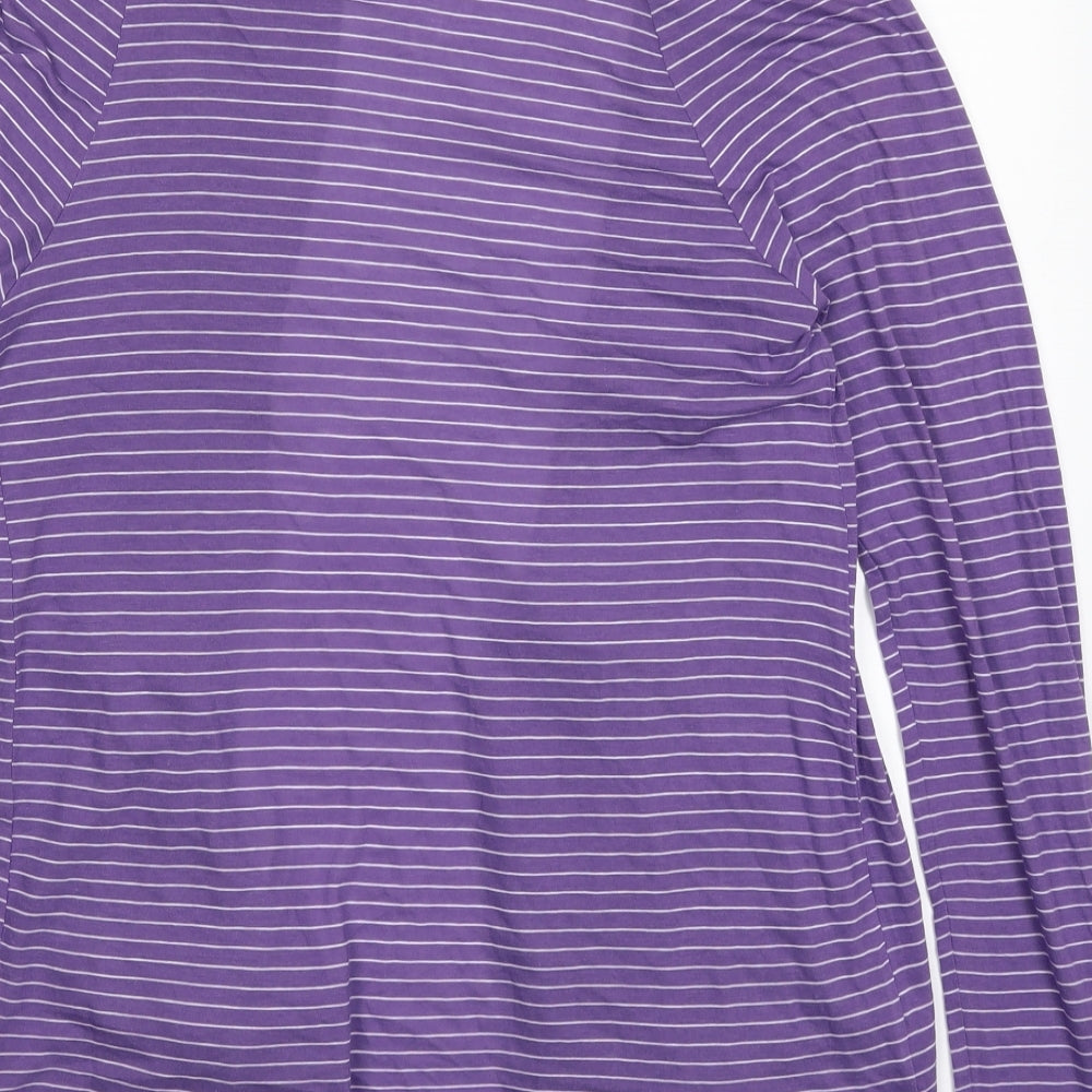Marks and Spencer Womens Purple Striped Cardigan Jumper Size 10