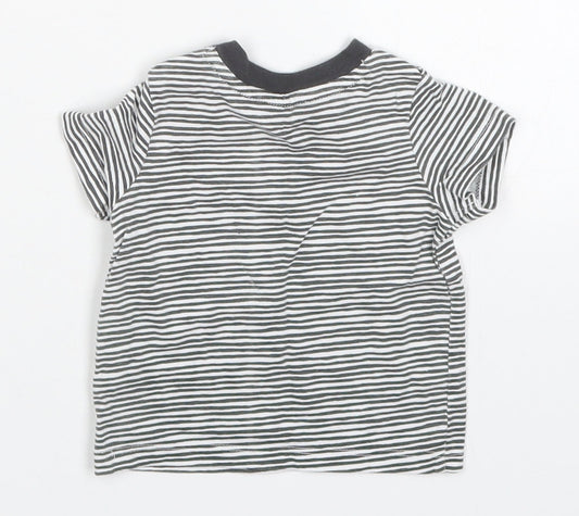 F&F Boys Grey Striped Basic T-Shirt Size 0-3 Months