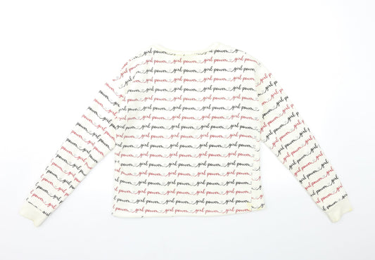 Matalan Girls White Geometric Pullover Sweatshirt Size 13 Years