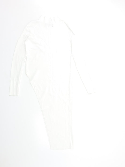 Missguided Womens White Knit Basic Blouse Size 12 - Asymmetric