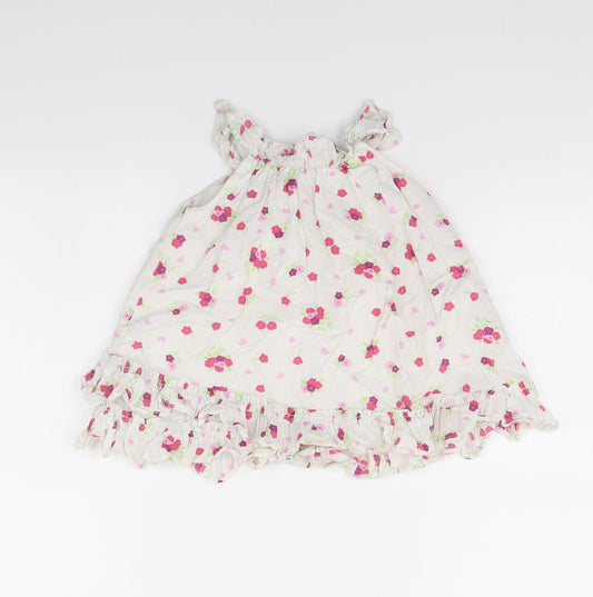 Baby GAP Girls White Floral Fit & Flare Size 6-9 Months