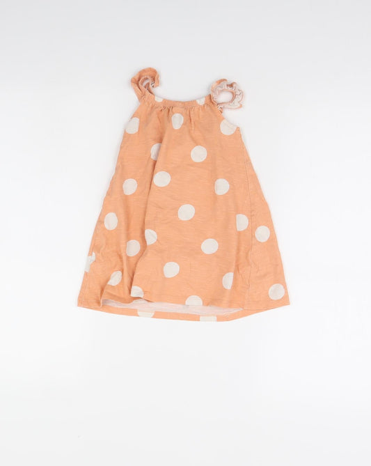 TU Girls Orange Polka Dot Shift Size 12 Months