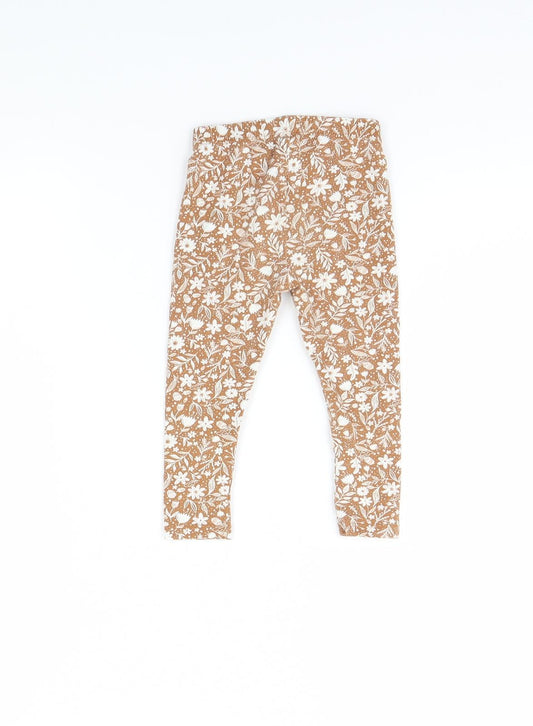 TU Girls Brown Floral Capri Trousers Size 18 Months