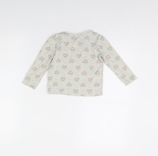 Primark Girls Beige Polka Dot Basic T-Shirt Size 2 Years