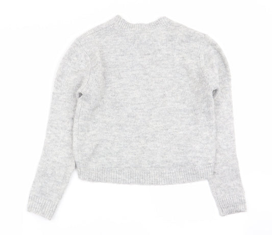 Primark Girls Grey Animal Print Pullover Jumper Size 9-10 Years