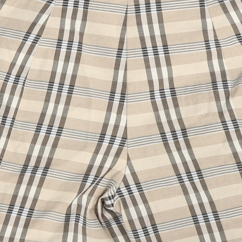 MNG Womens Brown Check Cut-Off Shorts Size 30 in