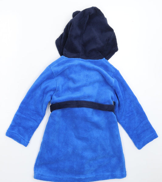 Disney Boys Blue Solid Fleece Robe Size 6 Years