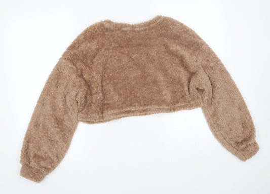Shien Womens Brown Fleece Pullover Jumper Size S