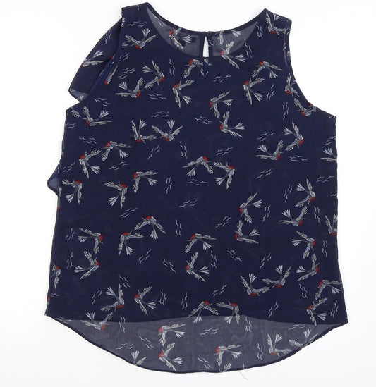Therapy Womens Blue Basic Blouse Size 14 - Birds