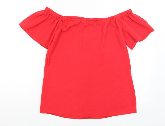 Preworn Womens Red Basic Blouse Size S