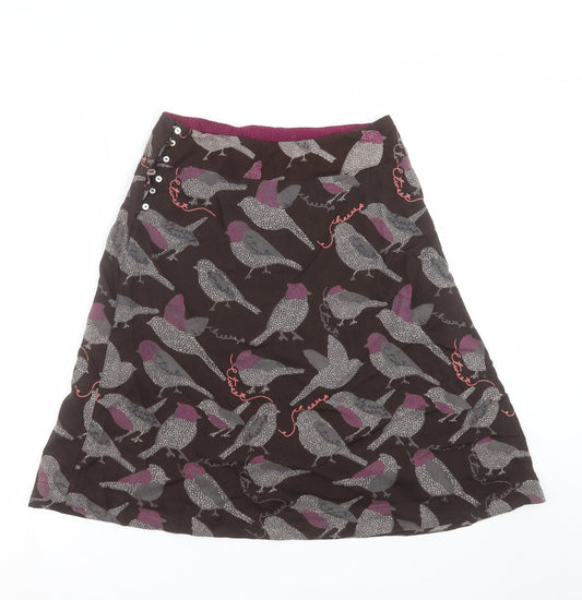 Preworn Womens Brown A-Line Skirt Size 28 in - Bird print