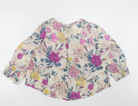 H&M Womens Multicoloured Floral Basic Blouse Size 8