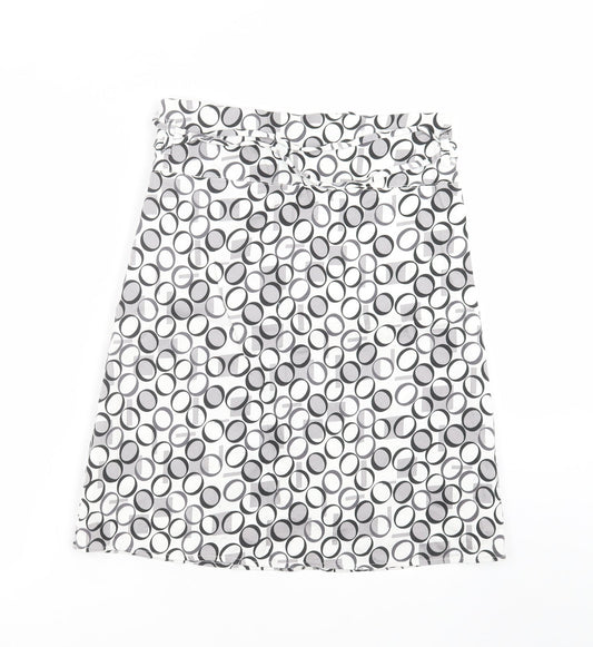 VERO MODA Womens White Geometric A-Line Skirt Size 10