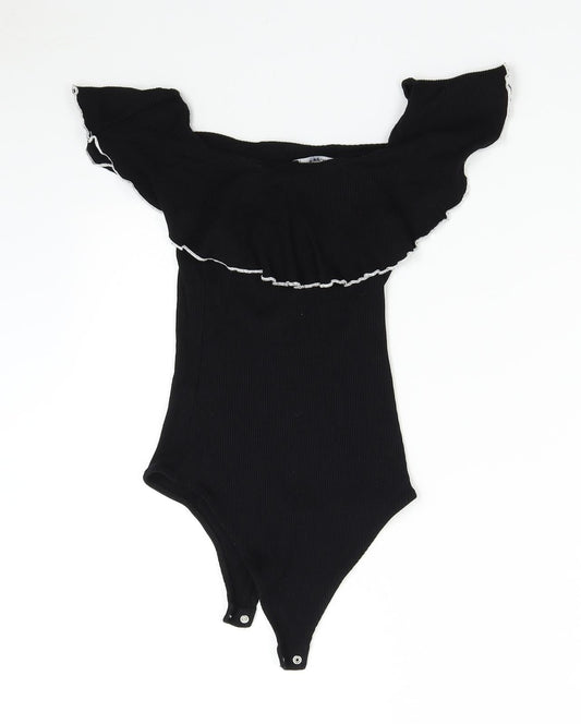 Bershka Womens Black Bodysuit One-Piece Size S