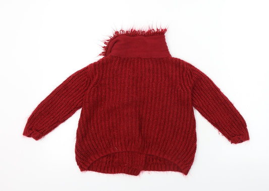 Strawberry Faire Girls Red Cardigan Jumper Size 4 Years