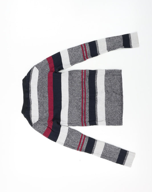 H&M Girls Grey Striped Pullover Jumper Size XS