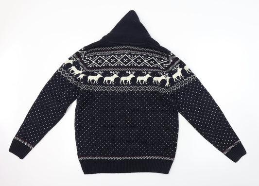 NEXT Mens Blue Geometric Pullover Jumper Size M