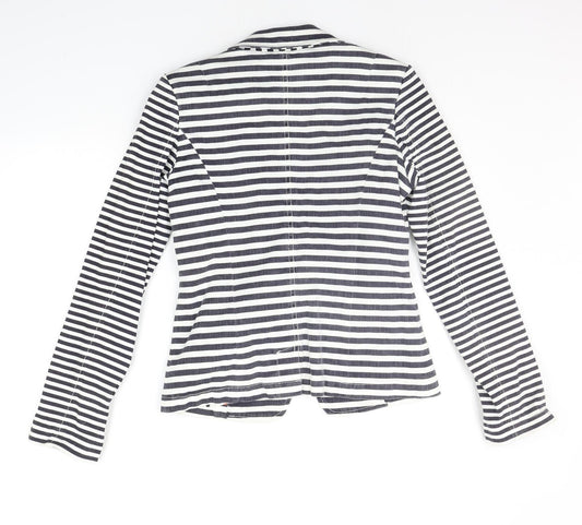 NEXT Womens White Striped Jacket Suit Jacket Size 8