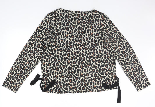 M&Co Womens Beige Animal Print Pullover Jumper Size 16