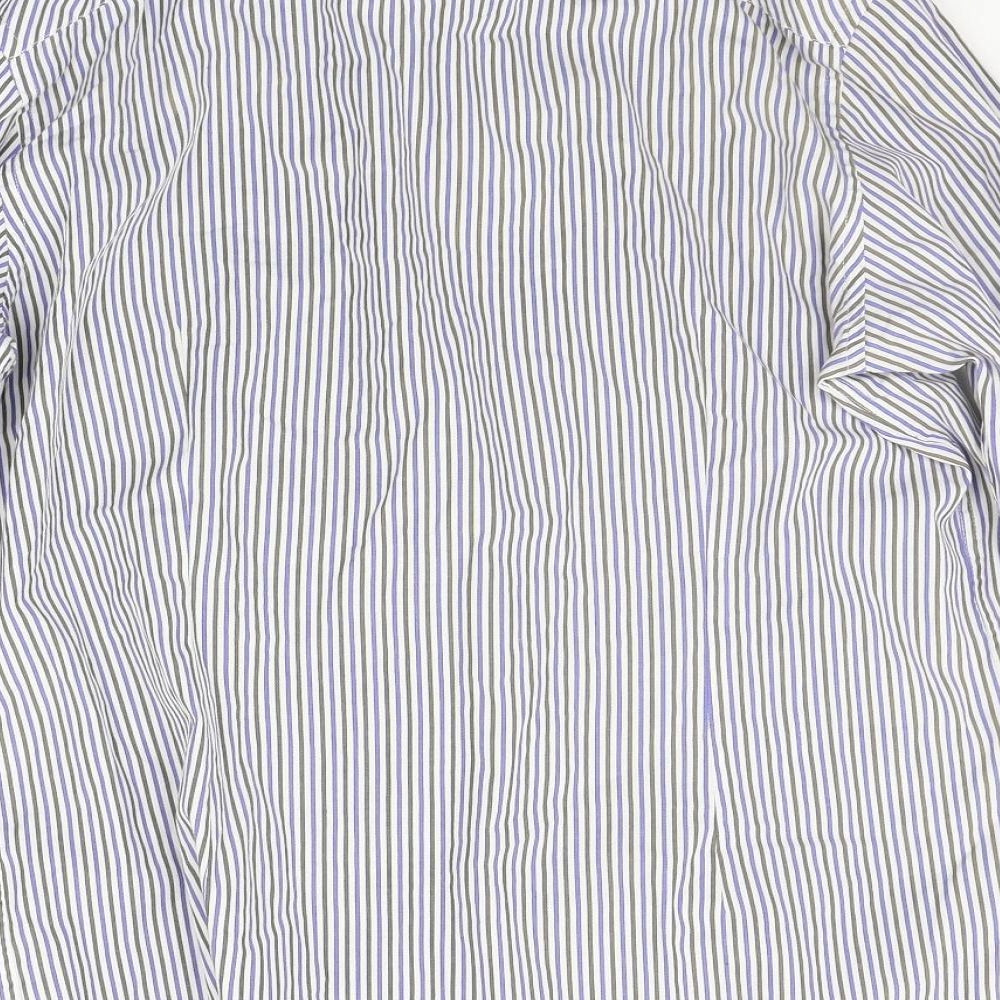 BHS Mens Blue Striped Button-Up Size 16