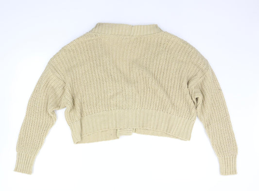 Boohoo Womens Beige Houndstooth Cardigan Jumper Size L