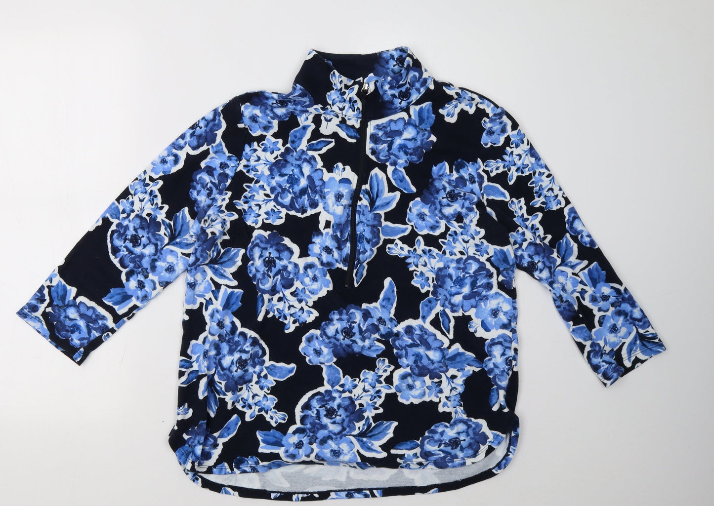 Jones New York Womens Blue Floral Pullover Sweatshirt Size L