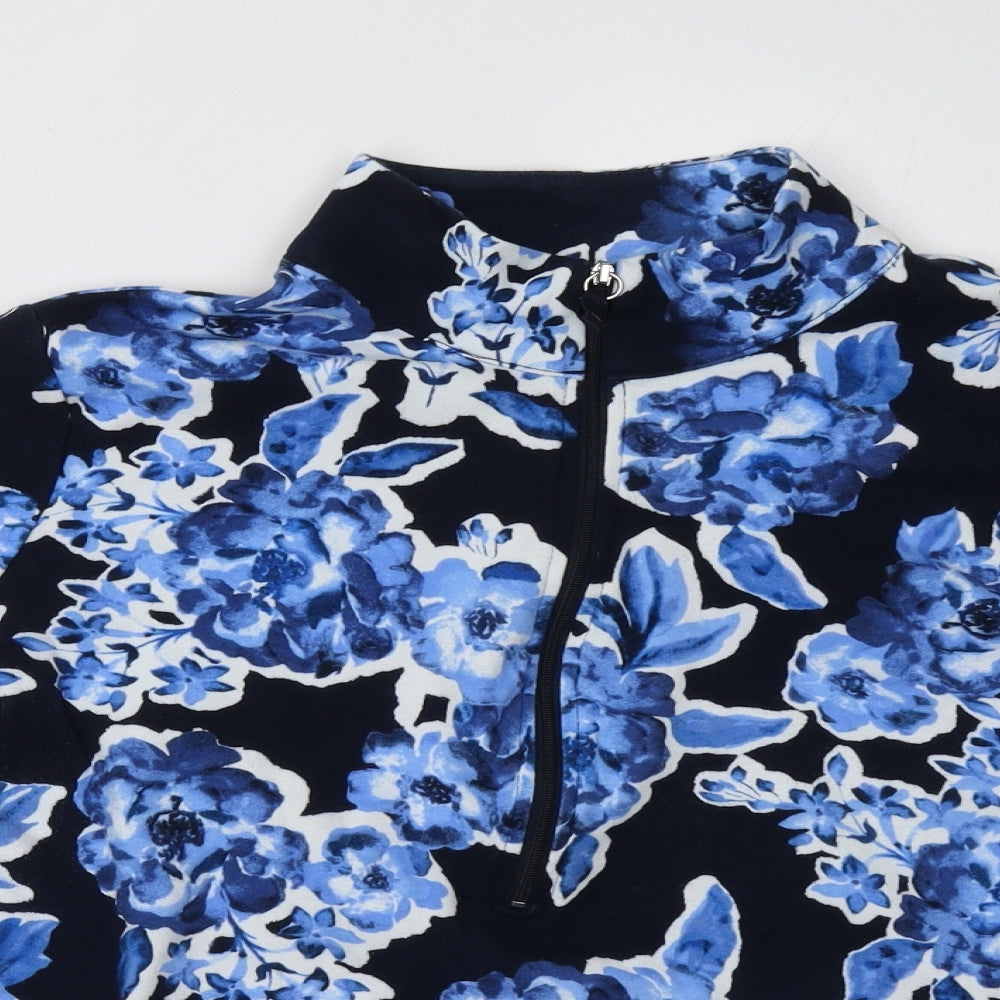 Jones New York Womens Blue Floral Pullover Sweatshirt Size L