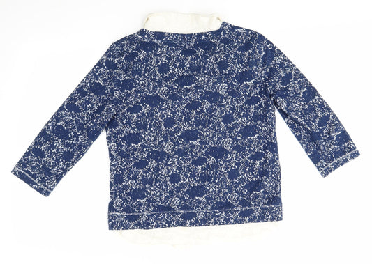 M&S Womens Blue Floral Pullover Jumper Size 10
