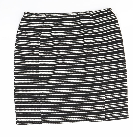 Matalan Womens Black Striped Straight & Pencil Skirt Size 12