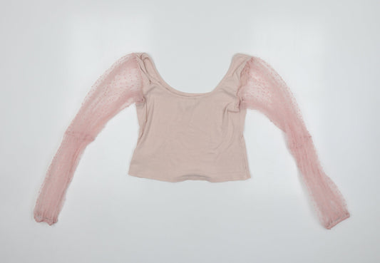 Lily Rose Womens Pink Cropped Blouse Size 12