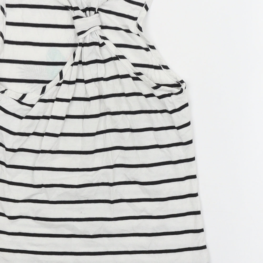 Piping Hot Girls White Striped Basic Tank Size 7 Years