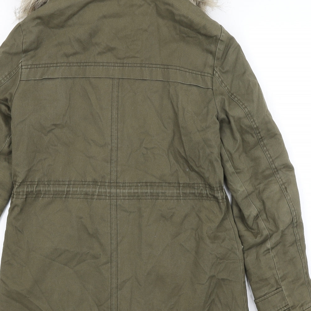New Look Womens Green Overcoat Coat Size 10