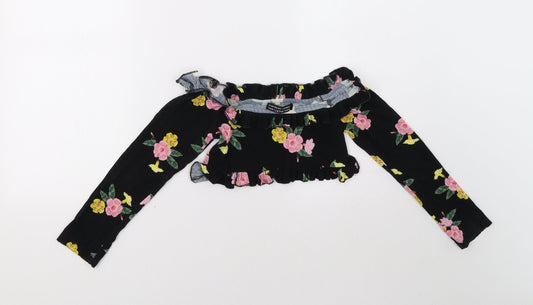 Select Girls Black Floral Camisole Blouse Size 10-11 Years