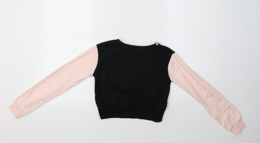 Select Girls Black Colourblock Pullover Sweatshirt Size 10-11 Years - Belle